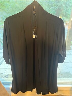 Antthony Black Open-Front Draped Cardigan